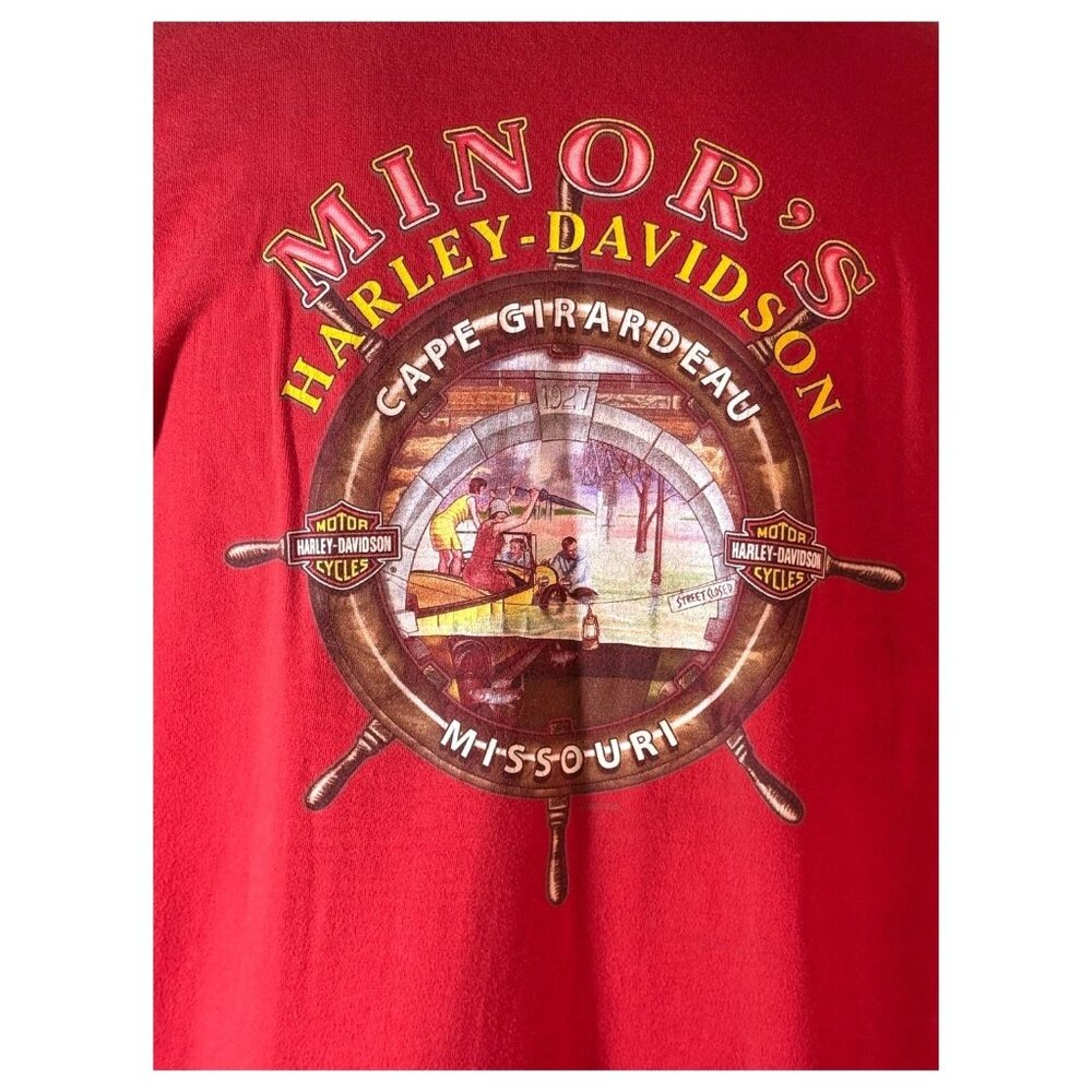 Harley Davidson T Shirt Minors Cape Girardeau Missouri Red Long Sleeve Mens XL
